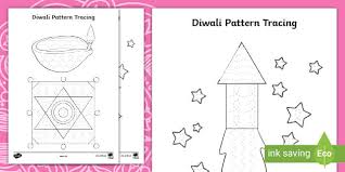 Beautiful flowers to trace and color. Diwali Themed Pattern Tracing Activity Teacher Made