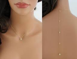 Dainty Back Necklace Bridal Backdrop Necklace Bridal Etsy