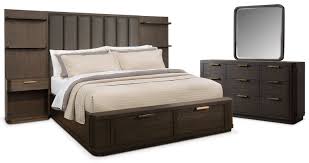 Bedroom Furniture Malibu 5 Piece Queen Tall Upholstered Wall Storage Bedroom Set U Oak Bedroom Furniture Sets Bedroom Furniture White Bedroom Set Furniture