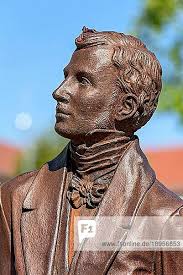 Denkmal, Statue, Maler Moritz Daniel Oppenheim, Skulptur aus Stahl von  Pascal Coupot, Teil im Kunstwerk Moritz und das tanzende Bild von Robert  Schad, Freiheitsplatz, Altstadt, Hanau, Hessen, Deutschland, Europa