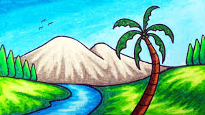 Dengan mewarnai gunung tentunya anak dapat melatih kreativitas dan meningkatkan kemampuan. Cara Menggambar Pemandangan Alam Yang Mudah Gambar Pemandangan Gunung Sungai Dan Padang Rumput Youtube