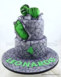 Torta Decorata In Pasta Di Zucchero Incredibile Hulk Hulk Tridimensionale Che Spacca La Torta Torte Supereroi Torta Spiderman Torte Di Hulk