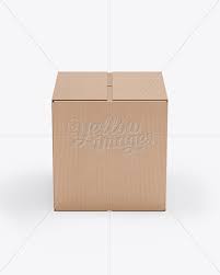 Download Corrugated Fiberboard Box Mock Up Front View High Angle Shot In Box Mockups On Yellow Images Object Mockups