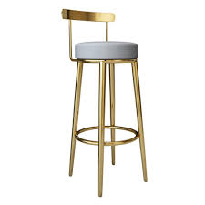 Alpha home 24 bar stool counter height bar stools with footrest pu leather backless kitchen dining cafe chair with thick cushion & sturdy. Bar Stool Pub Height Footrest Breakfast Kitchen Counter Home Cafe Backrest Gold Metal Bar Stools Textile Linen Round Upholstered Max Load 200kg Strong And Durable Buy Online In Gibraltar At Gibraltar Desertcart Com Productid
