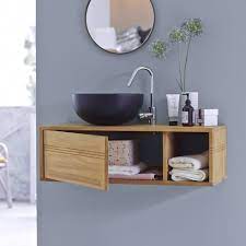 Mobili Da Bagno Sospeso In Teak 95 Basic Tikamoon Small Toilet Room Home Decor