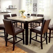 Tables come in various shapes, including oval, round, rectangular, square, and triangle to match your home's interior design. Furniture Of America Gladstone Ii Contemporary Counter Height Dining Table With Marble Top Dream Home Interiors Pub Tables