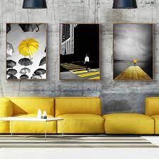 Great offers on site, order now Movie Painting Modern Black And Yellow Paintings Umbrellas Scatter In Sky Hd Unframed Canvas Poster Wall Art Print Picture For Room Home Decor Wish