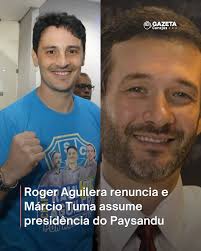 O atleta Roger Aguilera renunciou a presidência do Paysandu, nesta  segunda-feira (22), durante uma entrevista coletiva na sede do time, em  Belém. Durante a despedida, Roger celebrou a parceria com o Papão,