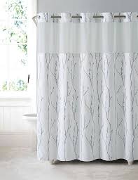 Hookless Shower Curtain Waterproof Peva Liner White Blue Cherry Bloom Polyester Embroidery Floral Spa Style Th Hookless Shower Curtain Curtains White Curtains