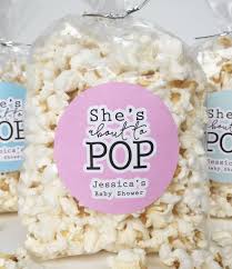 Shes About To Pop Stickers Baby Shower Souvenirs Baby Shower Popcorn Baby Shower Party Favors