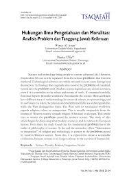 Pdf Hubungan Ilmu Pengetahuan Dan Moralitas Analisis Problem Dan Tanggung Jawab Keilmuan