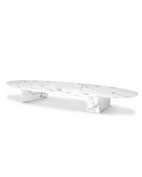 Pecan medium oval wood coffee table set with nesting tables. Give A Glamorous Touch To Your Living Room Decor With The Athenes Coffee Table Made Of White Faux Marble