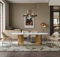 Contemporary Marble Dining Table Set for 8 with Modern ...
