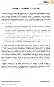 Demonstrate excellent health and safety practice with legal compliance as a minimum. Health Safety Policy Rotary Club Of Tonbridge