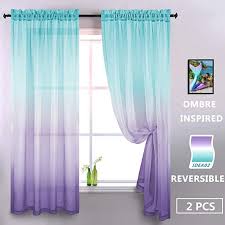 Amazon Com Lilac And Turquoise Curtains For Bedroom Girls Room Decor 2 Panels Reversible Ombre Patter In 2020 Turquoise Curtains Girls Bedroom Teal Mermaid Room Decor