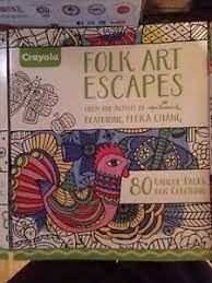 This image is beautiful in black and white, or for. Crayola Folk Art Escapes 80 Pages Adult Coloring Book Relaxing Art Ebay