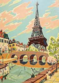 Eiffel Tower Vintage Painting Eiffel Tower Colorful Art