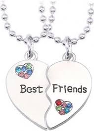 Best Friends Bff Cu Pietricele Multicolor Set 2 Lantisoare Cu Pandantive Inima Bff00052