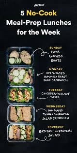 Cook them on sunday, divide them into . A No Cook Meal Prep Plan With Just 8 Ingredients For 5 Easy Lunches No Cook Meals Prepped Lunches Meals