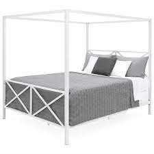 Wooden canopy bed is the epitome of elegant bedroom furniture, but it can be quite expensive to buy and most people would not even dream of trying to build one. Queen Size Modern Industrial Style White Metal Canopy Bed Frame Q C Home