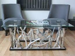 Table basse bois flotté plateau verre honfleur. Table De Salon Bois Flotte Plateau De Verre Table Basse Bois Flotte Table Basse Bois Meubles En Bois Flotte