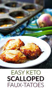 Cheesy Keto Scalloped Turnips Recipe 4 Ingredient Low Carb Side Dish Recipe Turnip Recipes Low Carb Side Dishes Keto Side Dishes