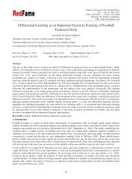 Publicat pe 6 septembrie 2019. Pdf Differential Learning As An Important Factor In Training Of Football Technical Skills