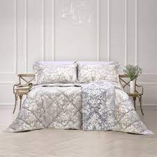 Coordinato Letto Con Fantasia Damascata Moderna Grigio E Tortora Malaga Damasco Moderno Lenzuola