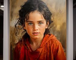 Vintage Original African Warrior Abstract Painting 36”x27”