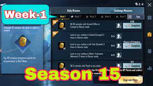 Season 15 Week 1 Rp Mission Explained Pubg Mobile Weekly Missions Song Lyrics