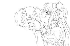 Miku Halloween Anime Lineart Color Pencil Art Art