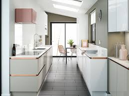 White Galley Kitchen In 2020 Wren Kitchen Galley Kitchen Design Modern Kitchen Uk