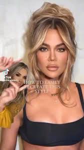 Khloé Kardashian messy updo tutorial