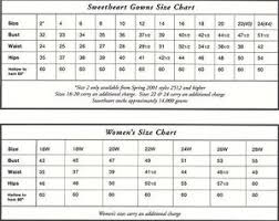 Sweetheart Size Chart Thebridalshop Com