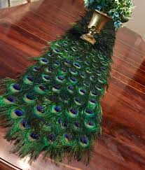 Peacock Feather Table Runner In Your Choice Of Lengths Etsy Peacock Feather Decor Feather Decor Peacock Wedding Theme