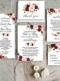 Rustic Marsala And Blush Floral Wedding Invitation Set Etsy Diy Wedding Invitations Templates Floral Wedding Invitations Wedding Invitations