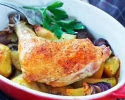 Recette De Cuisses De Poulet Aux Pommes De Terre Roties Au Four Pour Dejeuner Leger Recette Poulet Pomme De Terre Pommes De Terre Roties Au Four Recette Cuisse Poulet