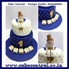 Birthday Cake 1st Birthday Decoration Ideas For Boy At Home Blue Golden Royal Prince Cake For 1st Birthday By Cake Central Premier Cake Design Studio Birthday Cake Kids Boys Birthday Cake Kids Themed Birthday Cakes