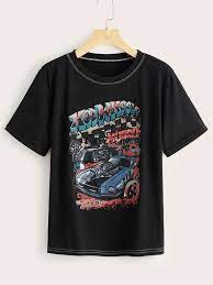 Thousands of designs • get 10 tees for $55. Letter Car Graphic Tee Shein Usa Plus Size T Shirts Printed Tees Car Graphic Tee