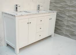 With two sinks and plenty of counter space, this timeless 60 vanity makes a welcome addition to your master bath. Bliss Shaker 60 Double Bowl Vanity White Bathroom