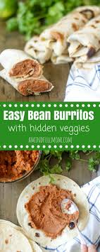 Easy Homemade Bean Burritos Refried Beans And Pumpkin Puree Are Mixed Together With Taco Seasonings And Stuffed Into Homemade Beans Recipes Vegetarian Burrito