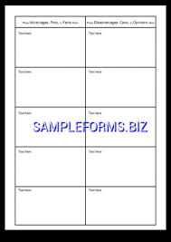 T Chart Template Samples Forms