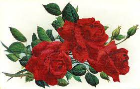 Vintage Red Rose Leaf Art Vintage Flowers Vintage Roses