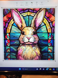 Stained Glass Rabbit Wreath Sign