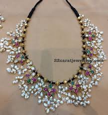 Black And Gold Jewelry Set Guttapusalu Set With Black Thread Jewellery Designs Black Gold Jewelry Black Beaded Jewelry Gold Necklace Designs