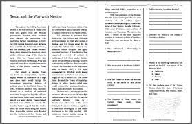 texas and war with mexico reading with questions student handouts