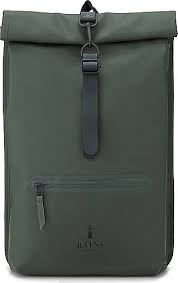 Constructed in rains' waterproof pu, this bag has additional buttons at the top closure to better keep the bag's contents dry. Rains Rucksack Roll Top Mittelgrun Gortz 32489702