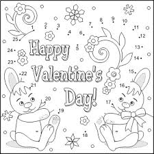We can make this valentines day very special for you by providing you happy valentines day coloring pages, sheets and cards. Valentine S Day Card With Bunnies Connect The Dots And Coloring Page Cu