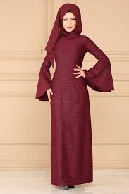 Modaselvim Elbise Volan Kol Simli Elbise 4249bs198 Bordo Hijab Fashion Fashion Hijab
