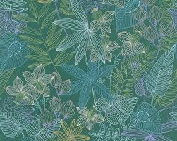 Papier peint vinyle sur intissé à motif graphique de la nouvelle collection swing de caselio. Livingwalls Papier Peint Jungle Bleu Jaune Vert Violet 366302